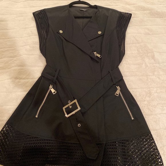 bebe Jackets & Blazers - bebe black mesh trench vest